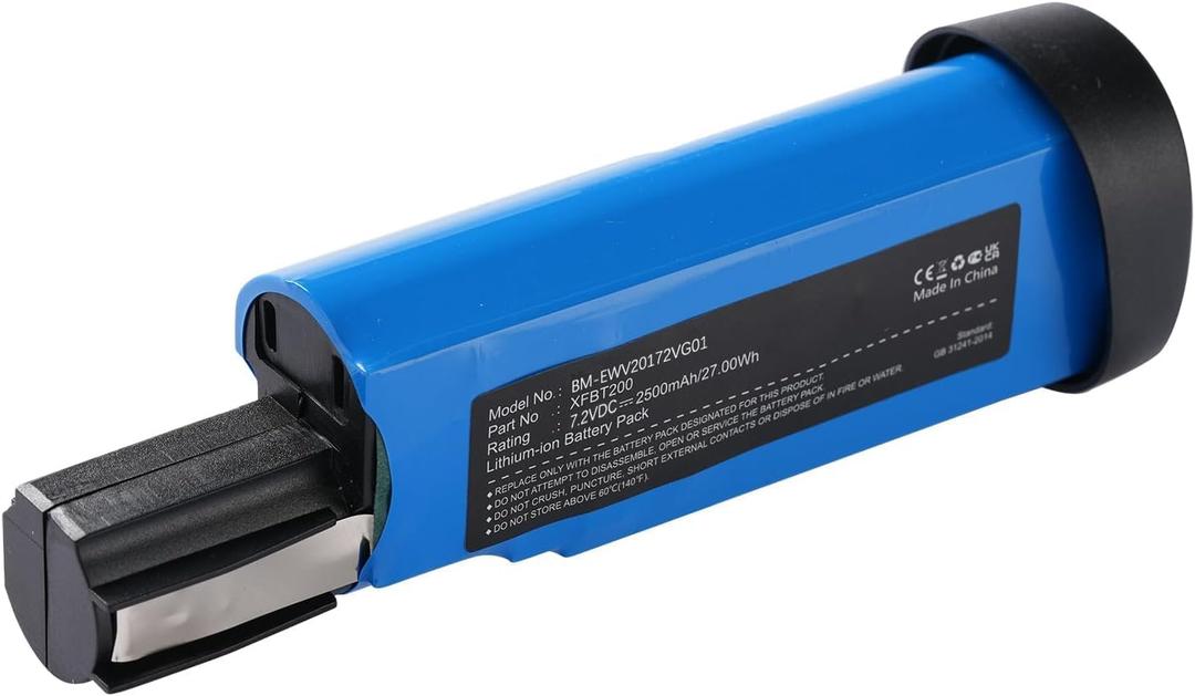 7.2V XFBT200 Battery Replacement for Shark WV201 WV205 WV200 WV200UK WV220 UV200CCO Ion W1 Cord, XFBT200 XFBT200J XFBT200EU 2500mAh