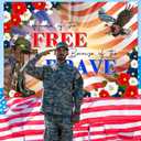 Avezano Patriotic Soldier Backdrop American Flag Patriotic Soldier Free&Brave Backdrop Home of The Free 4th of July Background for Independence Day Veterans Day Memorial Day Decoration (7x5ft)