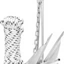 Fluke Anchor Kit Includes Anchor Chain and Boat Anchor Rope Set for Boats Pontoon, Deck, Fishing, and Sail from 12-25 FT