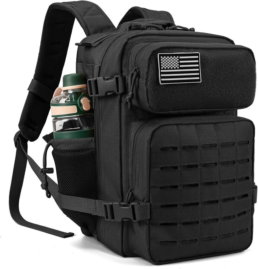 QT&QY 25L/45L Military Tactical Backpack For Men Molle Daypack 3 Day Bug Out Bag Hiking Rucksack With Bottle Holder