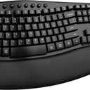 EDJO Wireless Keyboard,2.4G USB/Bluetooth Dual-Channel Connection, Full Size Wave Keys Ergonomic Keyboard with Soft Wrist Rest for Windows, Mac OS Desktop/Laptop/PC(Black)