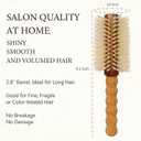 Boar Bristle Round Brush for Blow out with Cleaner Tool for Fine Hair, Blonde Bristles with Cork Handle, 2.8'' Barrel Large Round Boar Bristle Hair Brush for Blow Drying, Add Volume & Shine for Women