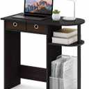 Furinno Go Green 32-Inch Computer Desk with 2-Tier Shelf, Dark Mocha, 32-in Wide with 2 Drawers