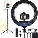 GWO 21 inch LED Ring Light with Tripod Stand 6000K Dimmable Makeup Selfie Light with Touch Panel Phone Holders for YouTube Vlog Video Shooting Include Carrying Bag and Remote Control CRI>90
