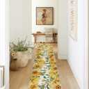 Artoid Mode Yellow Daisy Summer Floral Runner Rug, Spring Home Decor Low-Profile Non-Slip Washable Area Rug for Kitchen Entryway Bedroom Living Room Laundry Room Indoor 2x10 Feet