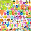 330Pcs Colorful Prefilled Plastic Easter Set, 110 Plactic Eggs Filled with 220 Assorted Toys Stickers Party Favors for Kids Boys Girls Toddlers Easter Eggs Hunt Basket Filler Stuffers Supplies