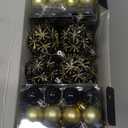 100ct Christmas Ball Ornaments Set, Black and Gold Shatterproof Hand-Painted Hanging Baubles Decoration Bulk for Xmas Tree, Wreath, Garland, Home Holiday Decor