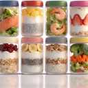 18oz 8-Pack Glass Overnight Oats Jars Containers with Airtight Leakproof Lids, Reusable Mason Jars for Meal Prep, Yogurt Parfaits, Smoothies, Salads & Healthy Breakfasts(18oz-8Pack)