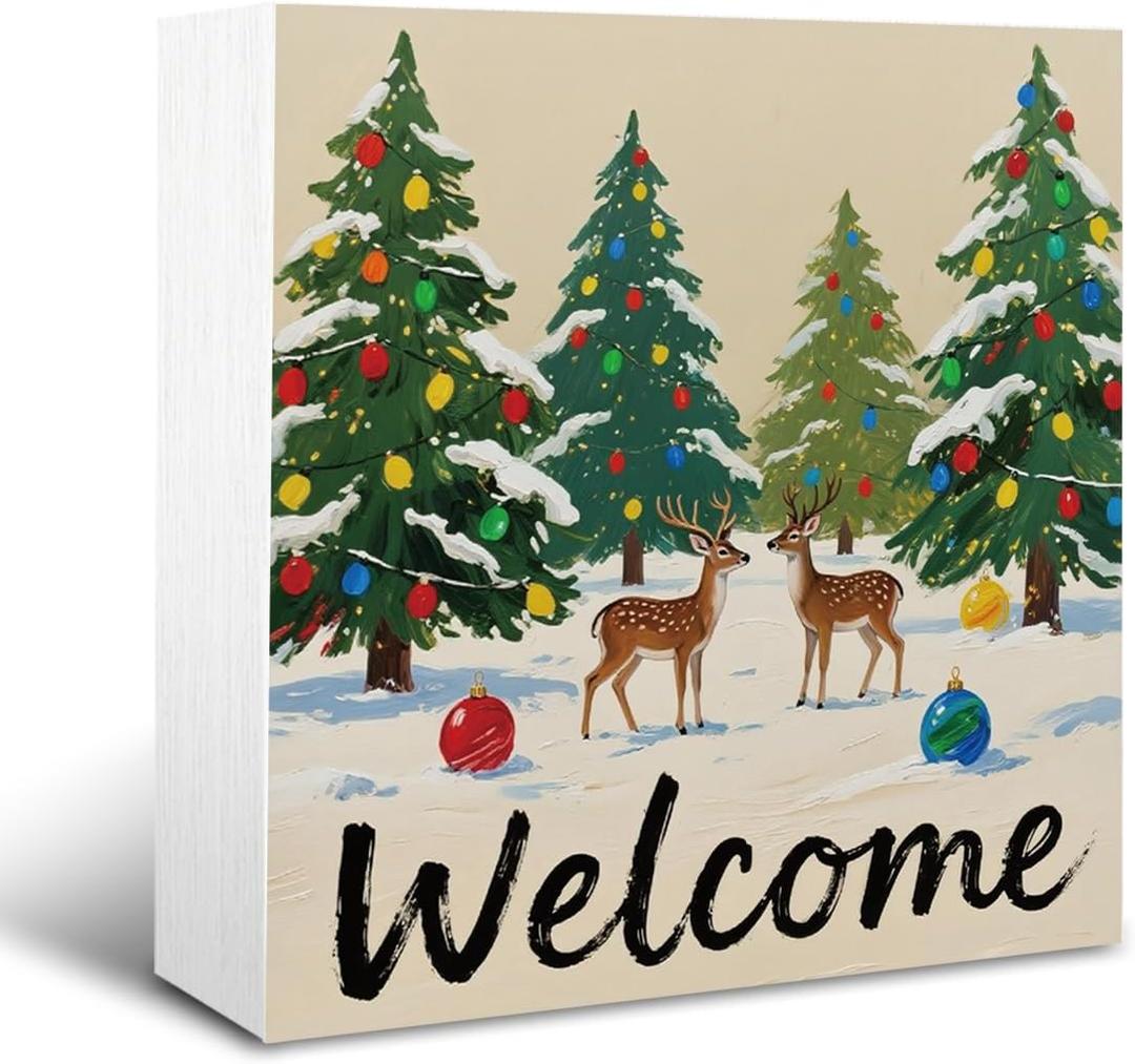 Christmas Decor Signs, Wooden Box Sign Decorative, Christmas Day Decor, Living Room Desktop Decors, Table Decor Art, Inspiring Gift for Friends or Family, 551.2inches (A26)
