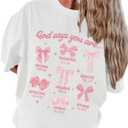 RoseSeek Girl's Graphic Tees Short Sleeve Crewneck T Shirts Casual Summer Tops Cute Preppy Clothes (White)