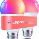 Lepro B1 AI Smart Light Bulbs - WiFi & Bluetooth RGBWW Color Changing LED Bulb Works with Alexa & Google Assistant, Personalized Al Lighting Designer, AI Voice Control, Music Sync, 2.4GHz Only, 2 Pack