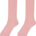 Feraricci Solid Color Casual Dress Socks for Men - Colorful & Comfortable Crew Socks (Pink, L)