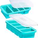 Souper Cubes 1 Cup Silicone Freezer Molds - Soup Cubes Perfect for Freezing Broth, Rice, Leftovers and More - Silicone Freezer Trays with Lids for Meal Prep - Aqua - 2-Pack