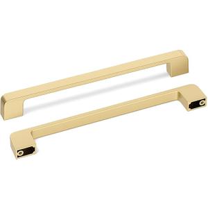 Haliwu 10 Pack Cabinet Handles Brushed Gold Cabinet Pulls 8 Inch Hole Center Drawer Pulls Modern Square Dresser Handles for Bathroom Kitchen Bedroom, Zinc Alloy