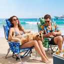 HAPUDAU Backpack Beach Chair 330lbs, 5-Position Lay Flat with Cooler Bag