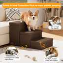 3-Step Wide Dog Stairs with Storage 18" H, Non-Slip Sturdy Pet Steps for High Bed Couch Window, Pet Stairs for Small/Medium/Large Old Dogs Cats Up to 200lbs, Cat Dog Steps for Car/SUV, Coffee