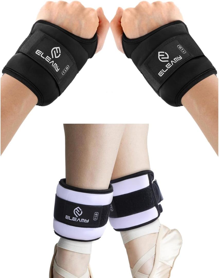 1 pair wrist weights with thumb loops and 1 pair ankle weightstotal 1lb*4
