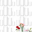 32 Pack Plastic Vases, 4 6 8 10 Inch Tall Acrylic Cylinder Vase Bulk Hurricane Candle Holder Large Clear Cylinder Plastic Vases for Centerpiece Flowers Wedding Party Home Office