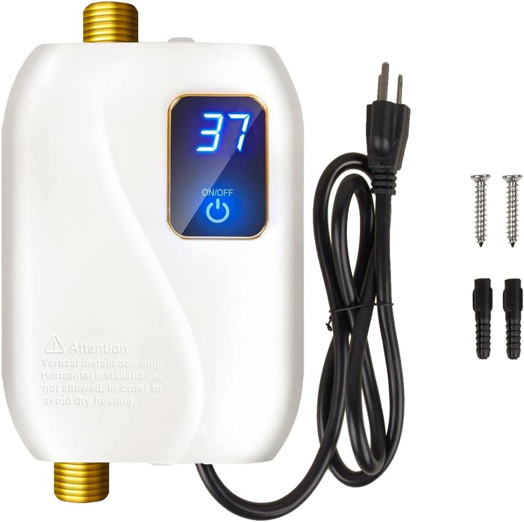 Tankless Water Heater Electric 110V, 3000W Under Sink Instant On Demand Hot Water Heater, Portable Mini Water Heaters with Digital Display for Kitchen Bathroom RV