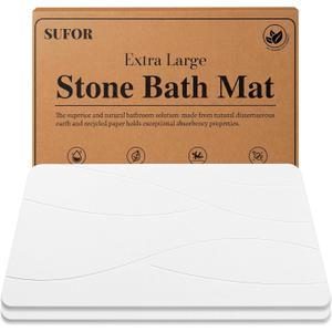 Stone Bath Mat for Bathroom, Diatomaceous Earth Stone Mat Bathroom, Super Absorbent Quick Dry & Non Slip for Shower, Tub & Floor, （32*20) 2 Pack