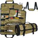 Roll Up Tool Bag Tool Roll,Portable Rollup Toolbag,Foldable Rollup organizer,Tool Organizer with 6 Detachable Pouches,Perfect for Engineers,Hobbyist,Men's gift and Engineer's gift (khaki)