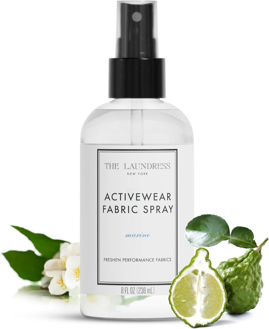 The Laundress Activewear Fabric Refresher Spray, 8 Oz, Marine Fragrance, Bright, Energetic, Odor Freshener for Performance Gear, Towels, Tote Bags, Sneakers & Yoga Mats, 48 Hours* Fragrance (8 Fl Oz (Pack of 1))
