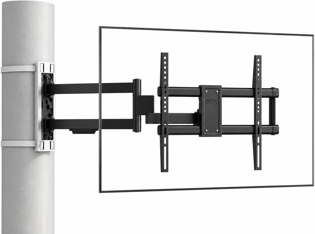 CondoMounts 37"–80" TVs | Indoor Full Motion TV Mount Fits Pillars & Poles, No Drill Gazebo & Pergola TV Mount, VESA 600x400, Holds 110 lbs