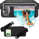 SJEhome Waterproof Phone Pouch,IPX8 Waterproof Phone Case with Adjustable Waist Strap,Compatible with iPhone Whole Series Galaxy Whole Series up to 7",Waist Bag for Beach, Boating,Swim,Black