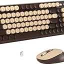 Links9+ Wireless Keyboard and Mouse Combo, Full-Size Retro Typewriter Keyboard Style, 2.4GHz USB Receiver, Plug-and-Play, Keyboard Mouse Set for Computer, Laptop, Windows, Mac, and PC (Coffee)