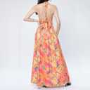 Women's Sexy Backless Halter Sundress - V-Neck High Slit Floral Maxi Dress, Boho Beach Dress for Vacation (L)