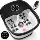 Collapsible Foot Spa Bath with Heat, Remote Control, Temperature Control, Bubbles, Pumice Stone, Red Light, Timer, 16 Massage Roller Pedicure Foot Spa Tub Foot Soaker for Soothe & Relax Tired Feet (Black)