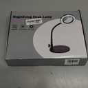 10X Magnifying Glass with Light and Stand, 5 Color Modes Stepless Dimmable LED Lighted Desk Lamp, Hands Free Magnifier with Flexible Goose-Neck for Craft Hobby Painting Sewing Close Work (Black)