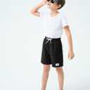 Haloumoning Boys Corduroy Shorts Kids Casual Elastic Waist Drawstring Summer Shorts with Pockets 5-14 Years (Black)