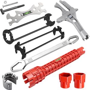 6PCS Basin Wrench Set, 8 in-1 Sink & Faucet Wrench, Adjustable Wrench Wide Jaw Short Shank 6-75mm, Universal Plumbing Tools for Bathroom/Kitchen Toilet Pipe Removal Installation
