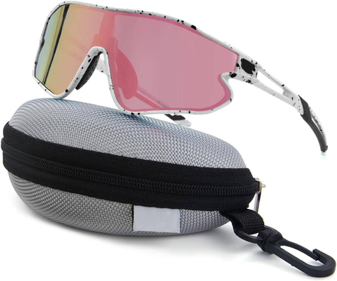 Dreammonkey Toddler Baseball Sunglasses 2T 3T 4T Baseball T Ball Lightweight UV400 Sports Cycling Shades For Boys Girls (White Black Frame Orange Lens)