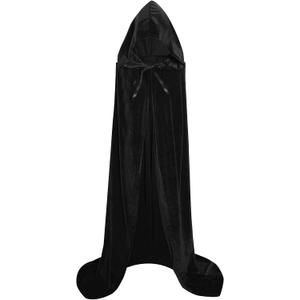 Halloween Hooded Cloak Long Hooded Cloak dult Christmas Halloween Cloak Costumes Hooded Cape Masquerade Dress Up (Black)