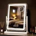 Antok Vanity Mirror with Lights, 14"X18" Lighted Makeup Mirror, Smart Touch, 3 Color Modes and Brightness Adjustable, LED Vanity Mirror with Detachable 10X Magnification, 360 Rotation for Makeup Desk