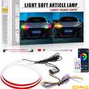 YM E-Bright Sequential Turn Signal Blinkers Indicator Led Strip DRL Lights for Cars Motorcycle Flexible Exterior Flowing Daytime Running Strips Kit RGB Multicolor Switchback 24inch/60CM