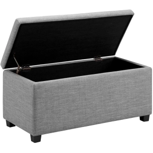 Amazon Basics Upholstered Rectangular Storage Ottoman and Entryway Bench, Polyester, Light Gray, 90.17 cm (W) × 41.91 cm (D) × 43.18 cm (H)