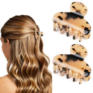 MAORULU 2 Pack Mini Acetate Hair Claw Clips 1.6 Inch Small Durable Hair Clips for Women & Girls, Strong Hold Tiny Jaw Clips for Bangs & Half Up Hairstyles (Tortoise)