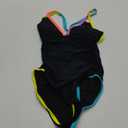 popvil Women's One Piece 2025 Tummy Control Swimsuits Neon Color Block Swimwear Deep V Neck Slimming Bathing Suit
 S