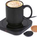 Coffee Mug Warmer & Mug Set for Desk, Electric Coffee Cup Warmer with Ceramic Mug, Smart Heated Coffee Mug with Auto Shut Off for Office/Home, Christmas/Birthday/Coffee Gifts for Men & Women, Black