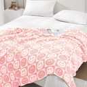 WRENSONGE Checkered Throw Blanket Blossom Smiling Face Soft Cozy Fluffy Warm Hand Made Throw Blankets for Couch, Sofa, Chair, Bed, Camping, Picnic, Travel Lightweight Bed Blanket - 50"*60"
