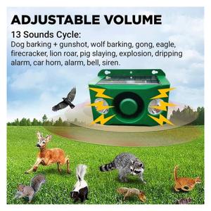 Animal Repeller,Animal Deterrent Devices,Beast Repellent Solar Warning Lights With Loud Volume, Solar Security Alarm Lights 5 Modes, Flashing Motion Sensor Light