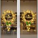 Rchovsam Winter Whole Golden Wreath Clings for Window Large Xmas Wreath Window Stickers Large News Years Decor DIY Static Wall Window Door Mural Showcase Decal Sticker-15.7x23.6 in (1 Pack)