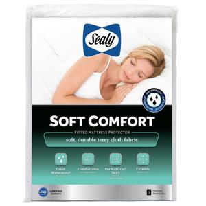Sealy® Soft Comfort Waterproof Fitted Mattress Protector Queen - White