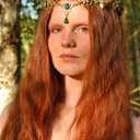 MOSTORY Woodland Elf Flowr Crown - Handmade Fairy Headpiece Forest Floral Headband Elven Circlet with Crystal for Women s Renaissance Party Cosplay Masquerade Photo Shoot