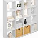 Furinno Simple Cube Storage Organizer, 16-Cube Display Shelf, Open Back Shelving Unit, Storage Shelves, Extra Thick Frame, for Organization and Storage, Living Room, Home Office, White