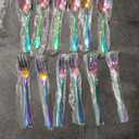 RETON 12 Pcs Dessert Forks and Spoons Silverware Set, Stainless Steel Rainbow Mini Forks and Spoons, Small Appetizer Cocktail Fruit Forks, Mini Coffee Spoons Teaspoon for Kitchen (6+6)
