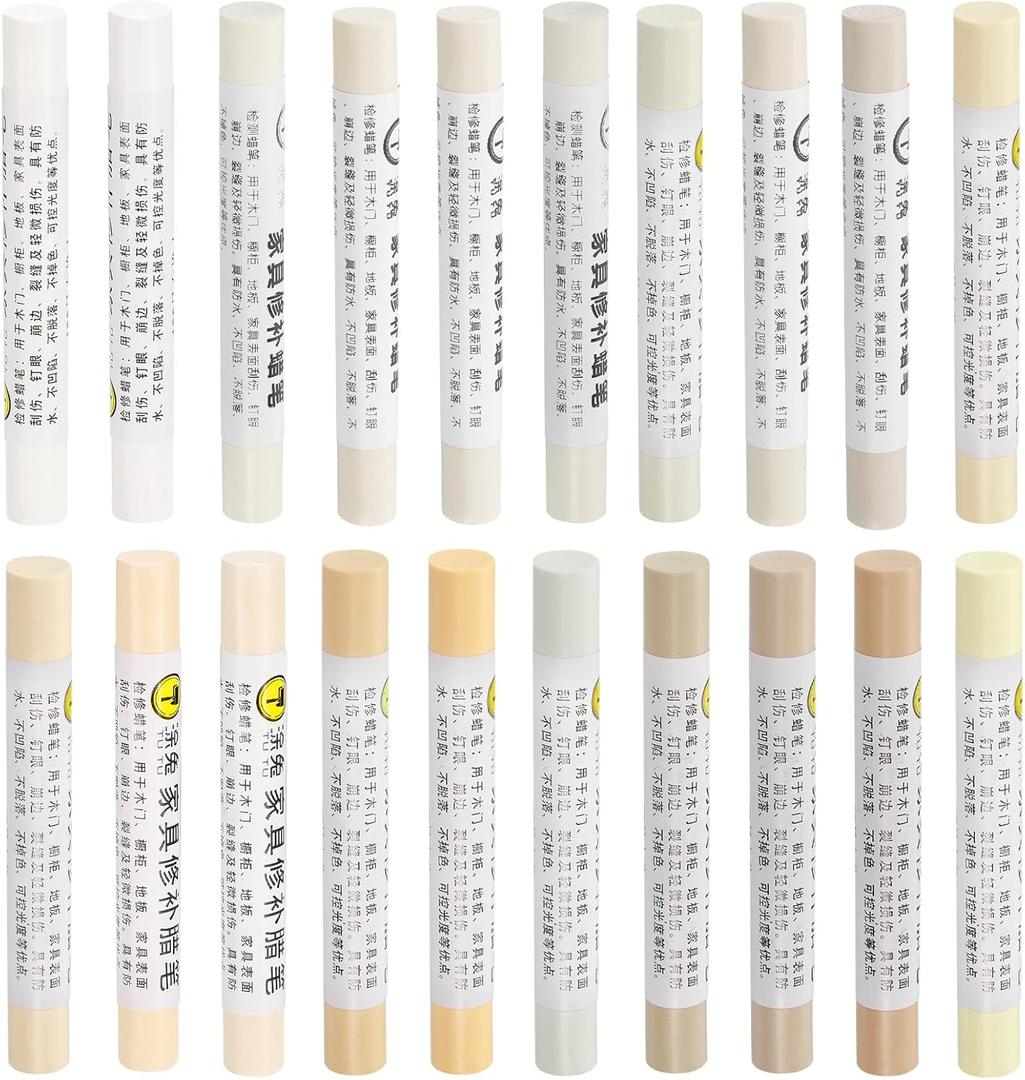 uxcell Furniture Repair Wax Crayons Kit, 20Pcs - Wood Filler Stick, Touch Up Furniture Markers - for Scratches Holes Tables Desks Wooden Floor Laminate Covers, Light Color Series